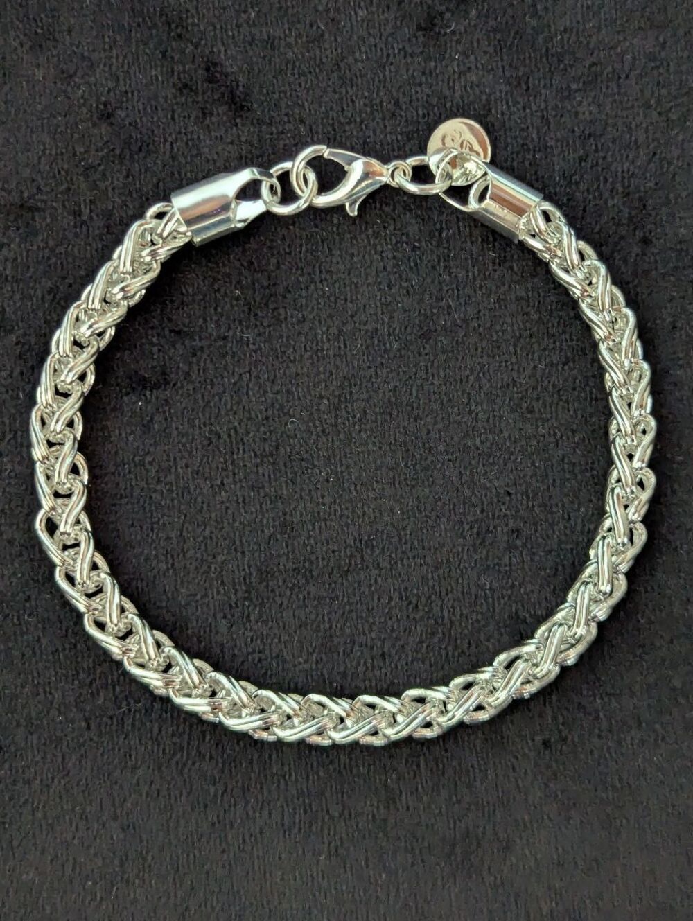 Sterling Silver 925 Braided Chain Bracelet 6mm Minimalist